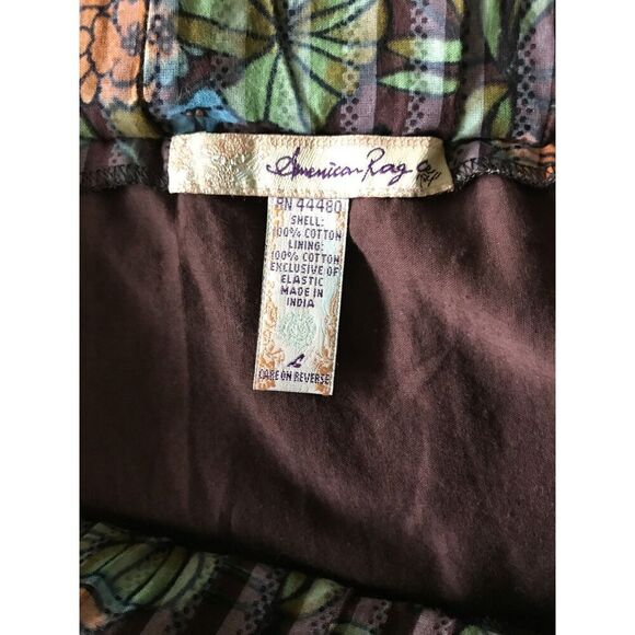 American Rag Cie Floral Brown Tiered Skirt Size L - Picture 7 of 7